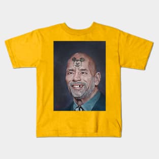 The Rock | Dwayne Johnson Painting | Cool Face Tattoos | Wrestler Oil Portrait | by tyler tilley Kids T-Shirt